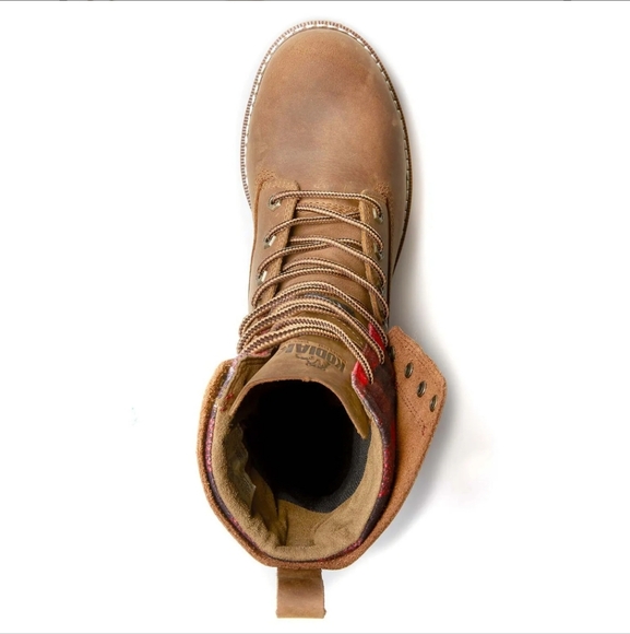 Kodiak BRALORNE leather boots plaid tan sz 7 waterproof winter cabincore hiking - Picture 2 of 14